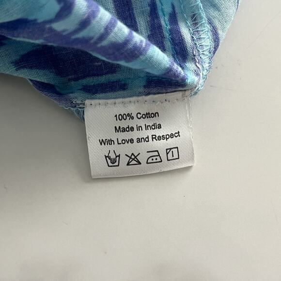 La Plage Bailey Tiered Maxi Dress Cotton Batik Leaf Blue coastal Boho Size XS - Picture 6 of 11